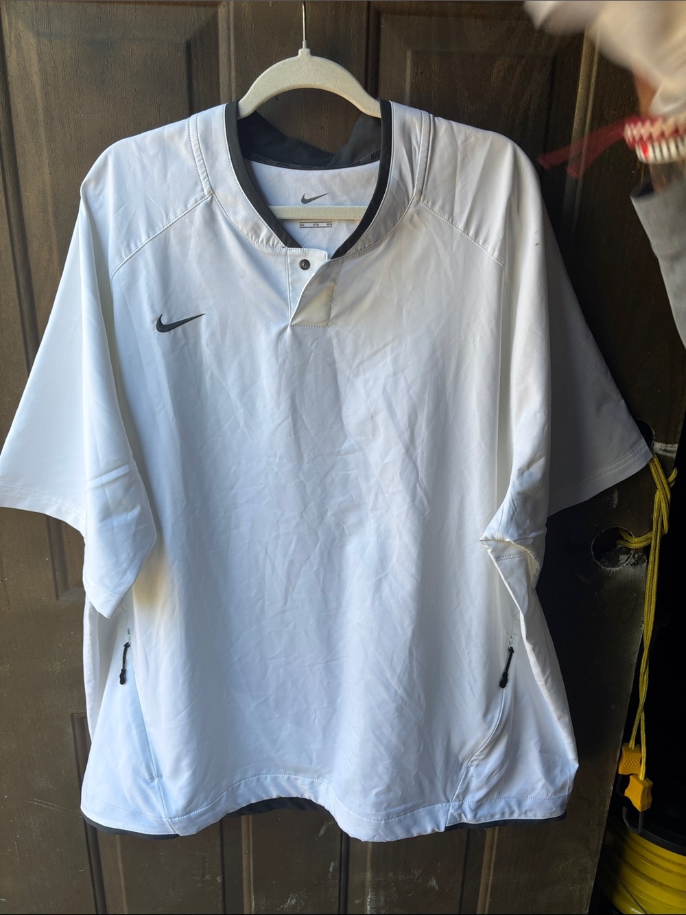 Nike Men’s White Short-Sleeve Performance Shirt with Black Trim